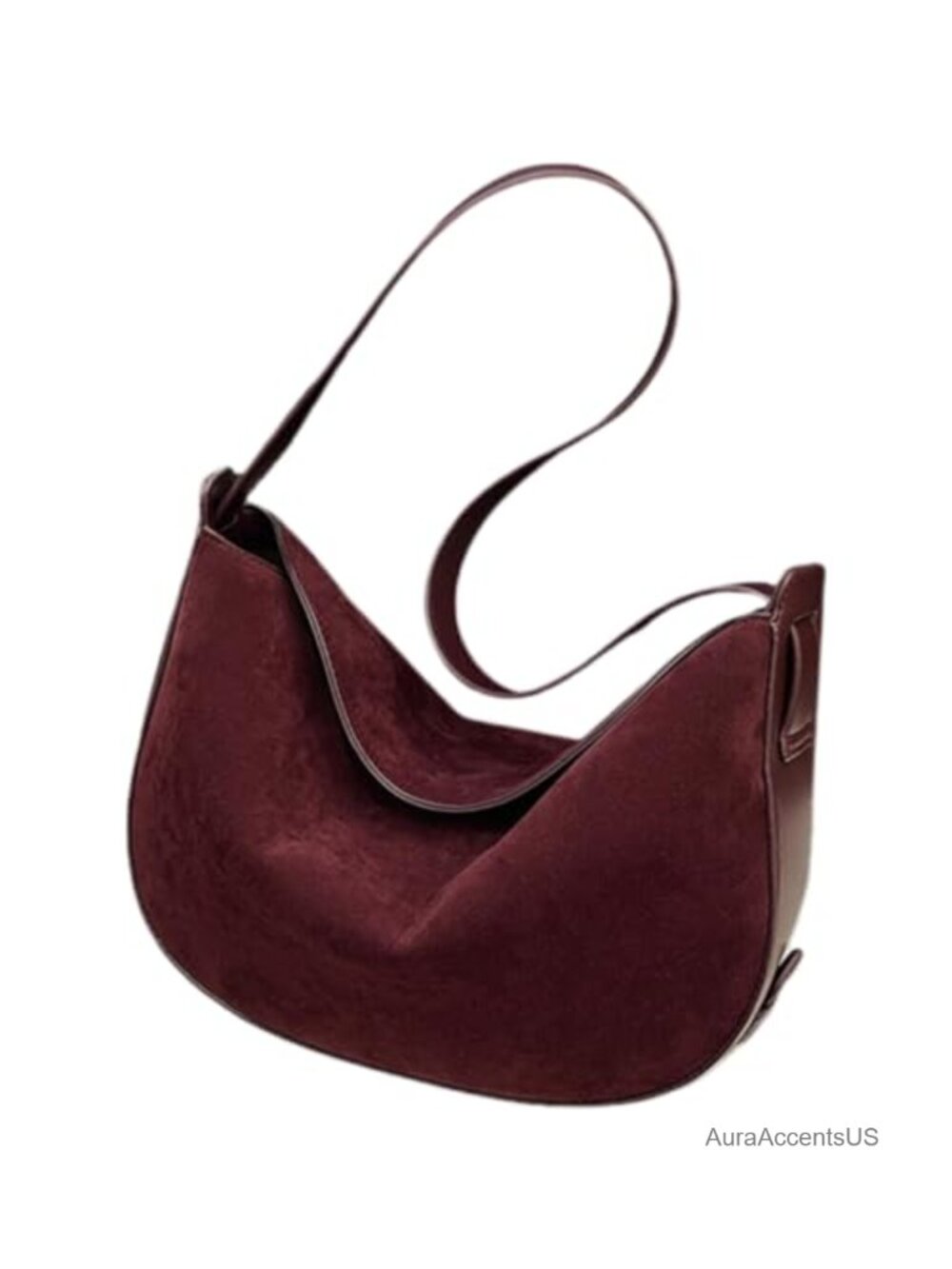 Faux Suede Slouchy Tote Bag with Adjustable Shoulder Strap for Office Travel